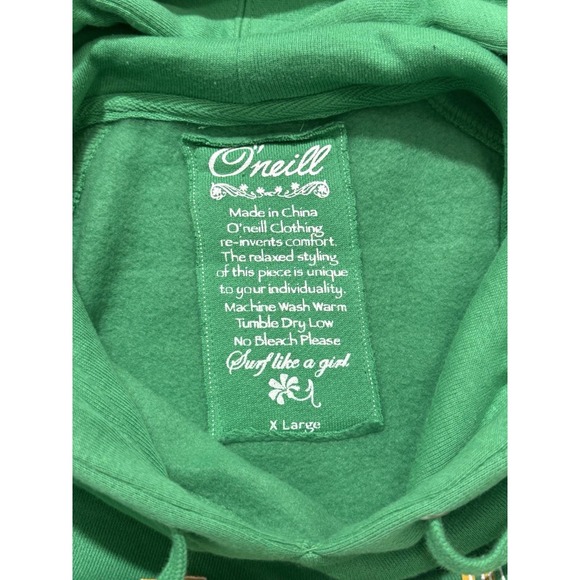 Y2K‎ O'Neill Surfing Green Hoodie Women Size XL - Picture 8 of 10